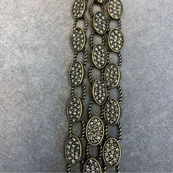 KIAM Family bronze brass tone layered Crystal rhinestone oval bracelet - Picture 5 of 10